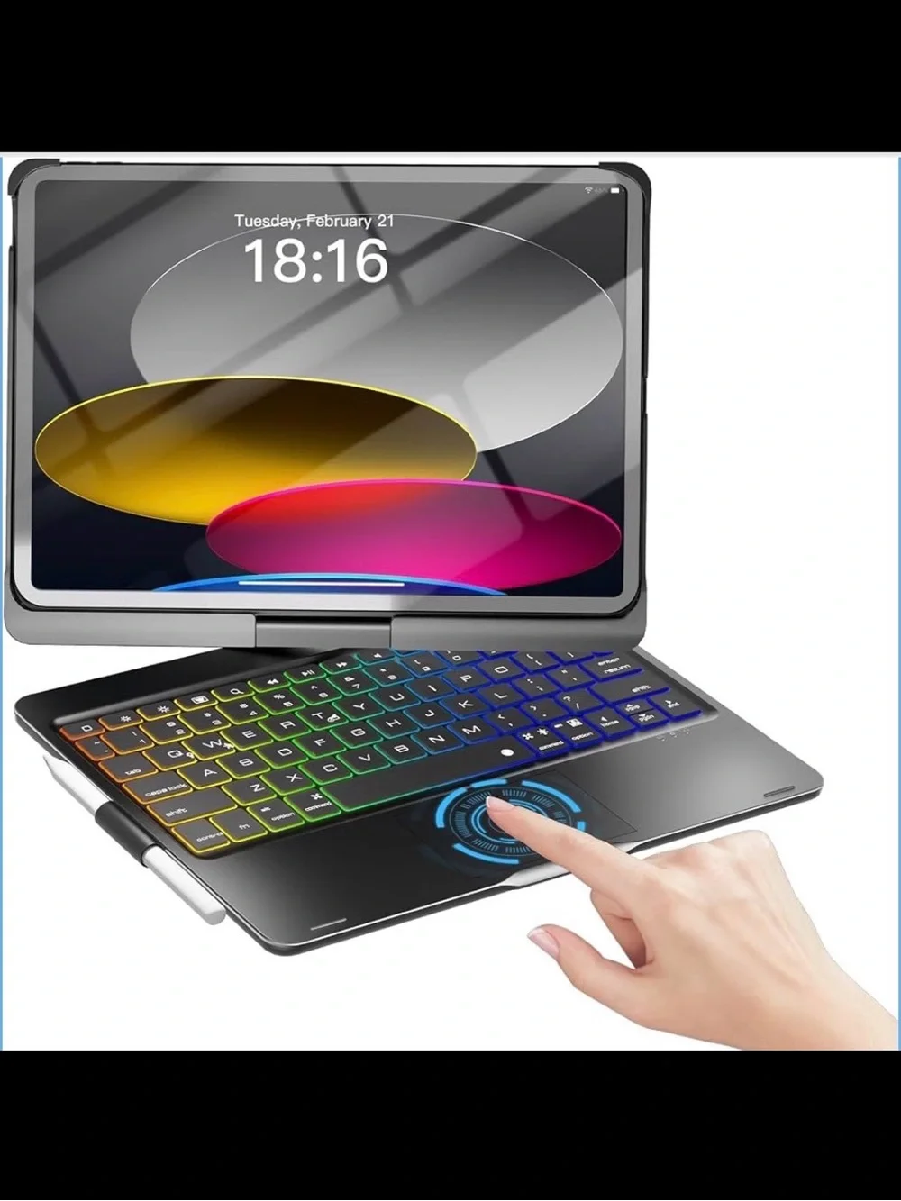 Keyboard Case for iPad 10/11th Gen - 360° Swivel, Backlit, Trackpad - New in Box